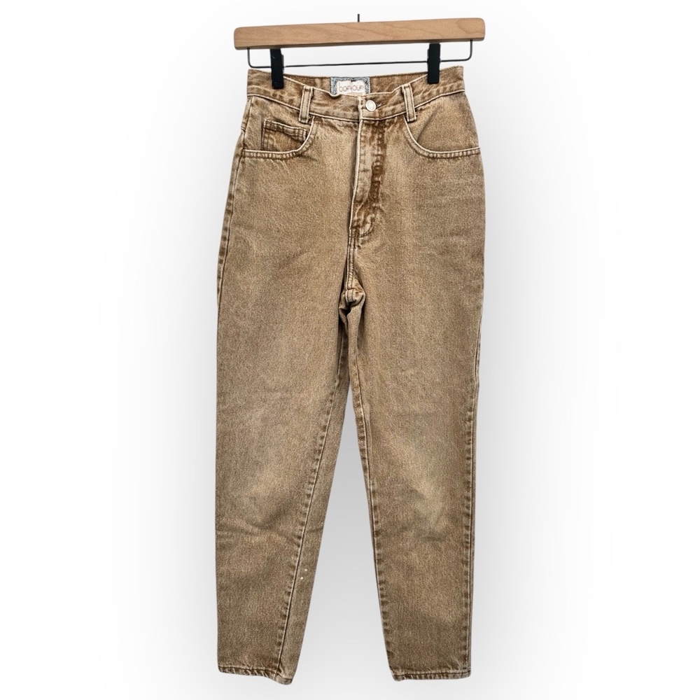 Vintage 90’s Bonjour Brown Tan Denim High Waist Straight Leg Jeans